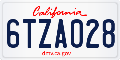 CA license plate 6TZA028