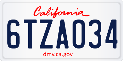 CA license plate 6TZA034