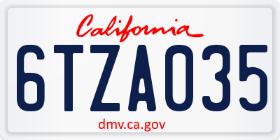 CA license plate 6TZA035