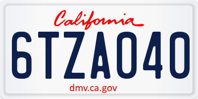 CA license plate 6TZA040