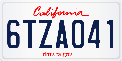 CA license plate 6TZA041