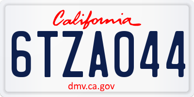 CA license plate 6TZA044