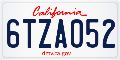 CA license plate 6TZA052