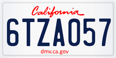 CA license plate 6TZA057