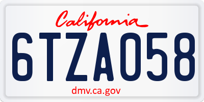 CA license plate 6TZA058