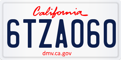 CA license plate 6TZA060