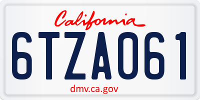 CA license plate 6TZA061