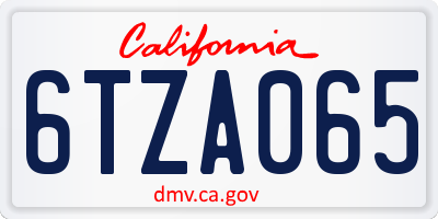 CA license plate 6TZA065