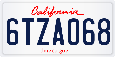 CA license plate 6TZA068