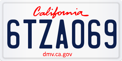 CA license plate 6TZA069