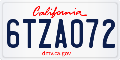 CA license plate 6TZA072