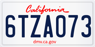 CA license plate 6TZA073