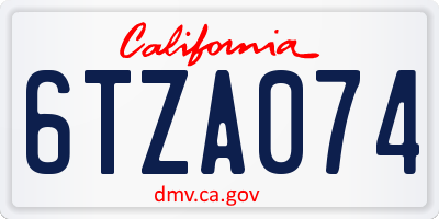 CA license plate 6TZA074