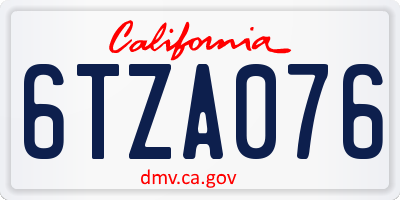 CA license plate 6TZA076