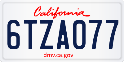 CA license plate 6TZA077