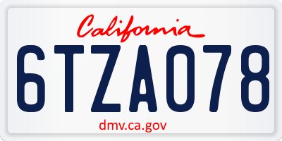 CA license plate 6TZA078