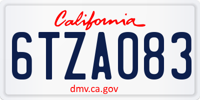 CA license plate 6TZA083