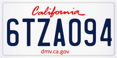 CA license plate 6TZA094