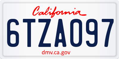 CA license plate 6TZA097