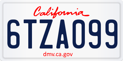CA license plate 6TZA099