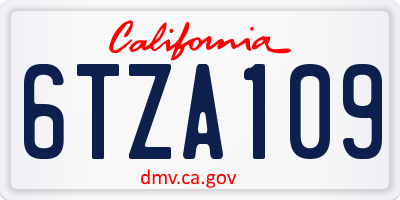 CA license plate 6TZA109