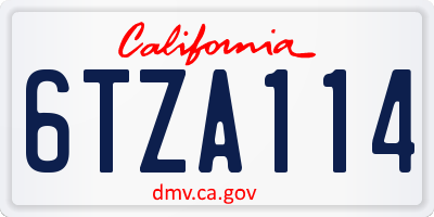 CA license plate 6TZA114