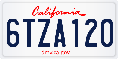 CA license plate 6TZA120