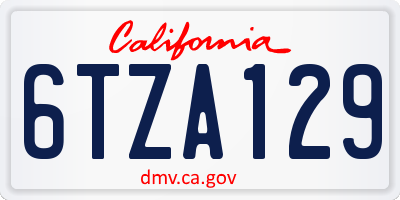 CA license plate 6TZA129