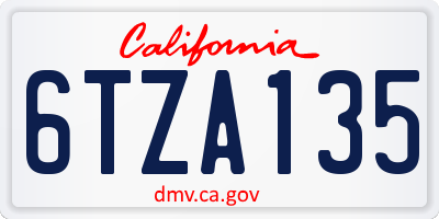 CA license plate 6TZA135