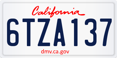 CA license plate 6TZA137
