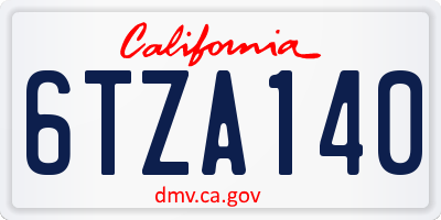 CA license plate 6TZA140