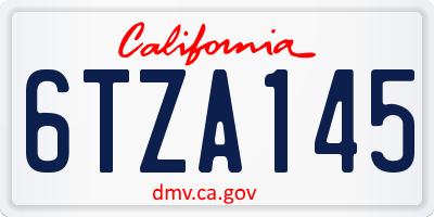 CA license plate 6TZA145