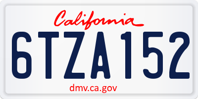 CA license plate 6TZA152