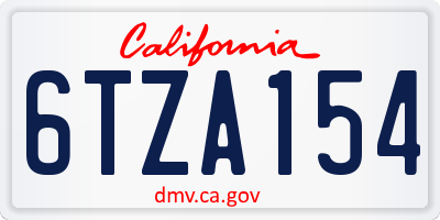 CA license plate 6TZA154