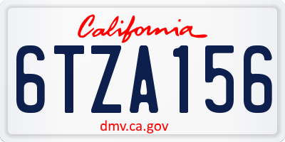 CA license plate 6TZA156