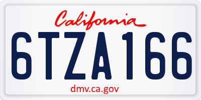 CA license plate 6TZA166