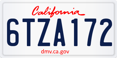 CA license plate 6TZA172