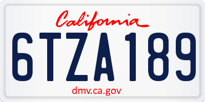 CA license plate 6TZA189