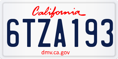 CA license plate 6TZA193