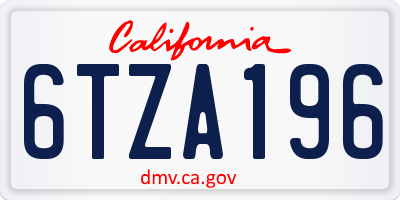 CA license plate 6TZA196