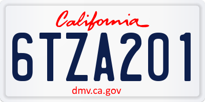 CA license plate 6TZA201
