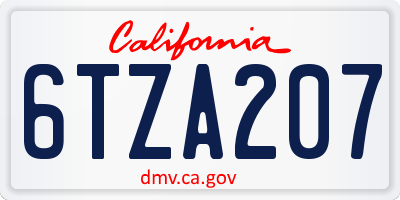 CA license plate 6TZA207