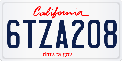 CA license plate 6TZA208