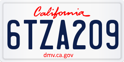 CA license plate 6TZA209