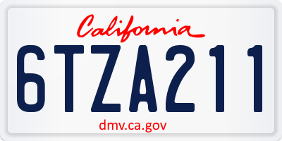 CA license plate 6TZA211