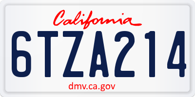 CA license plate 6TZA214