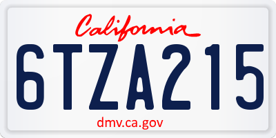 CA license plate 6TZA215