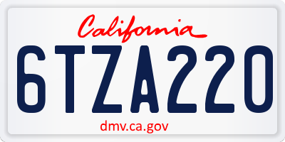 CA license plate 6TZA220