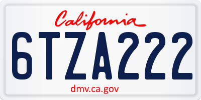 CA license plate 6TZA222