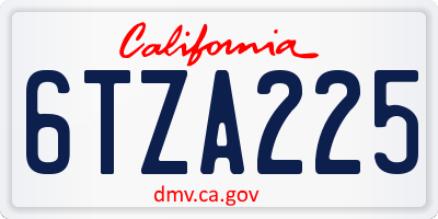 CA license plate 6TZA225